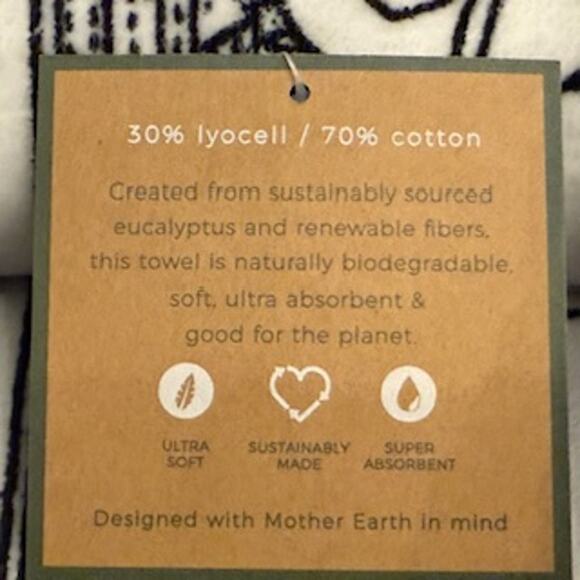 NWT Deborah Connolly 6 pieces Black & White Cocktail Drinks Bath Towels - Picture 6 of 7